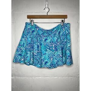 IBKUL Golf Women's Skort Fish Print (Blue/Green/White) Size XL